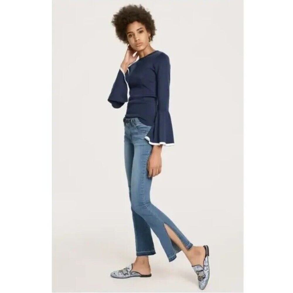 Halogen Women XL Sweater‎ Knit Flare Sleeve Navy Blue